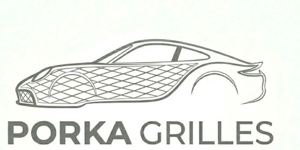 Logo of Porka Grilles featuring a stylized car outline with a mesh grille pattern.