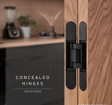 Premium concealed hinges by Coplan Series offer seamless design, durability, smooth door operation.