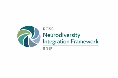Logo of the Ross Neurodiversity Integration Framework with a multicolored circular design.