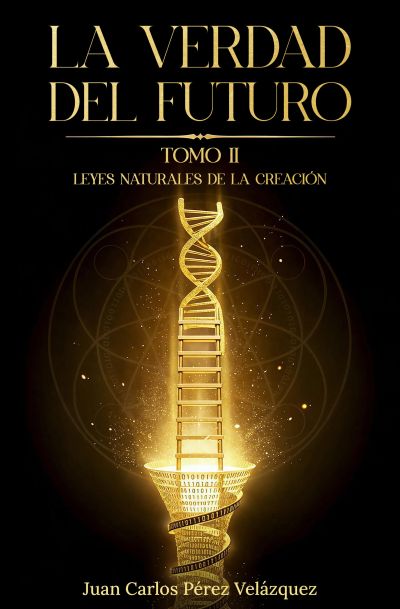 Portada de libro dorada sobre el futuro y la creación.