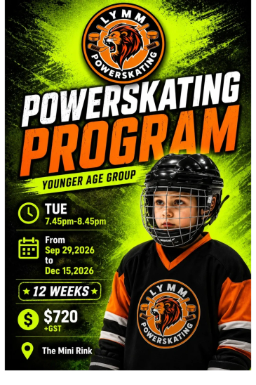Powerskating program for younger age group with schedule and pricing details.
