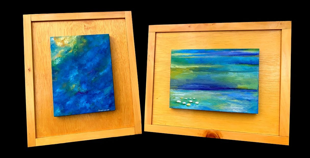 Acrylic on wood
Right image: Titled: Mindfulness I, 2019
Left image: Titled: Mindfulness II, 2019