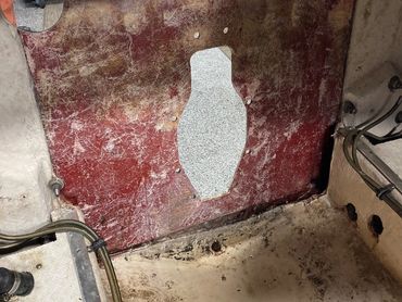 Removed existing transom to add new/stronger for power increase