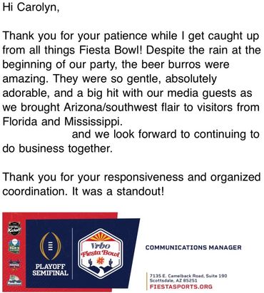 AZ Party Animals Beer burro corporate event Fiesta Bowl Party Scottsdale JW Marriott Resort