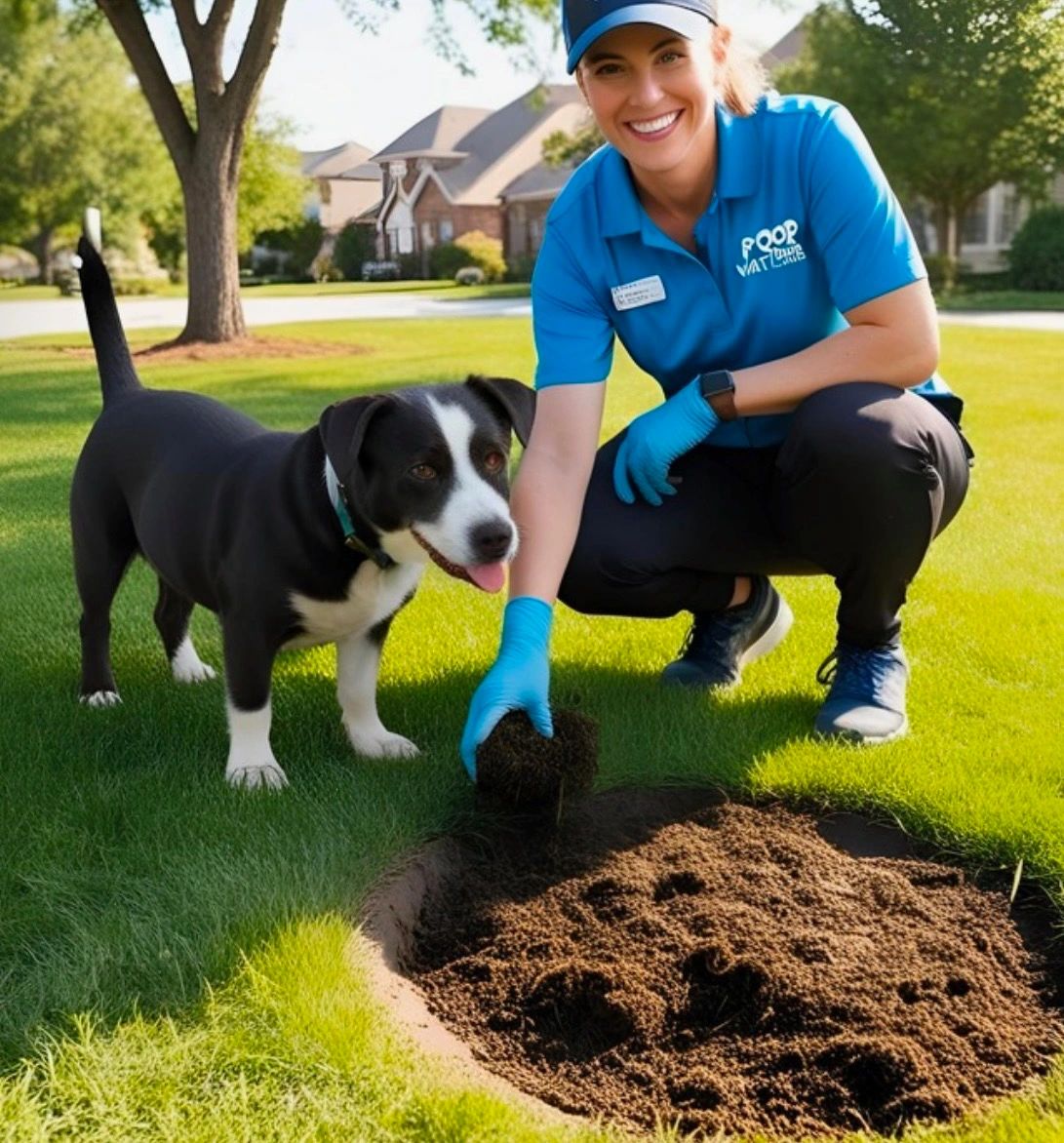 Poop Watchers Technician with a puppy.