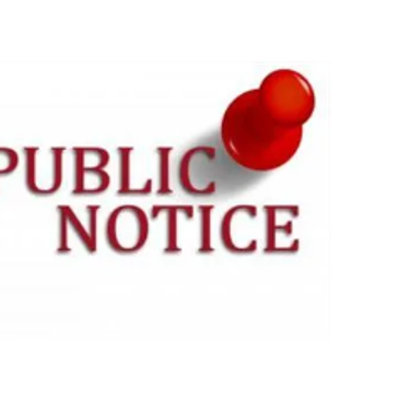 Red pushpin with the words PUBLIC NOTICE.