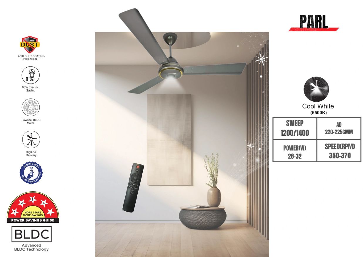 PARL BLDC Ceiling Fan – Digital Motors PARL BLDC FAN Stylish Parl BLDC ceiling fan with 1200/1400mm