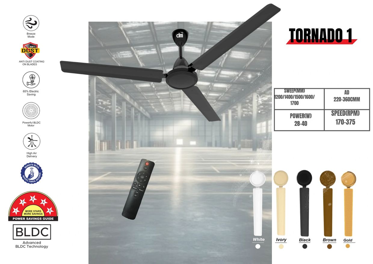 Tornado 1 BLDC Ceiling Fan – Digital Motors TORNADO 1 BLDC FAN Heavy-duty Tornado 1 BLDC ceiling fan