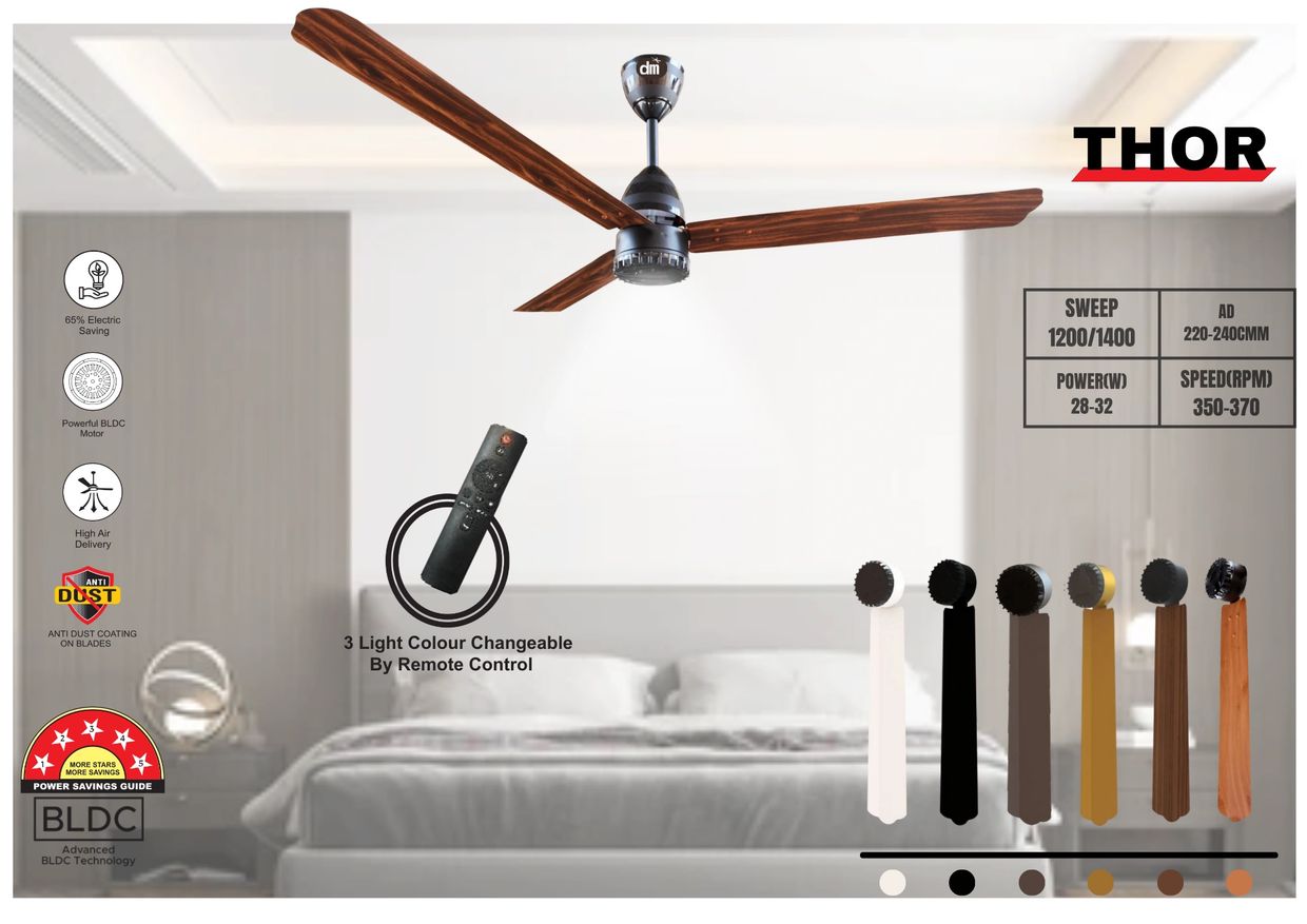 Thor BLDC Ceiling Fan – Digital Motors
THOR BLDC Stylish Thor BLDC ceiling fan with 1200/1400mm swee