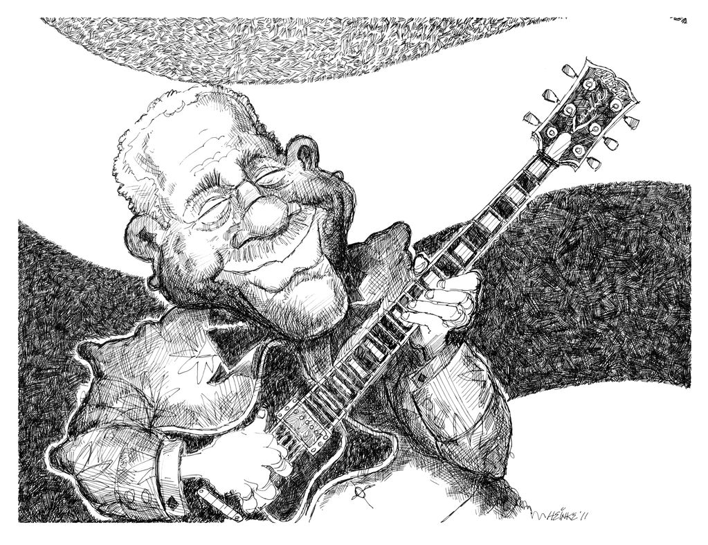 B.B. King illustration, limited edition print, hand-signed and numbered. 