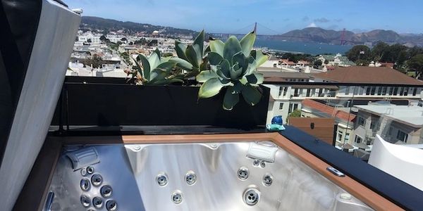 Hot tub on rooftop deck
