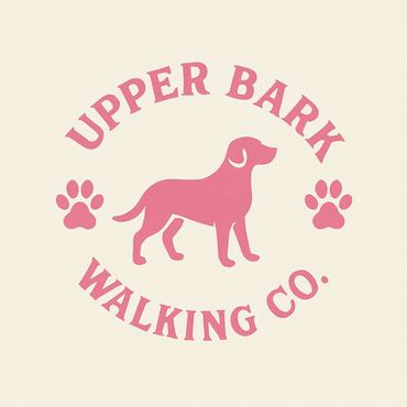 Logo of Upper Bark Walking Co. with a dog silhouette and paw prints.