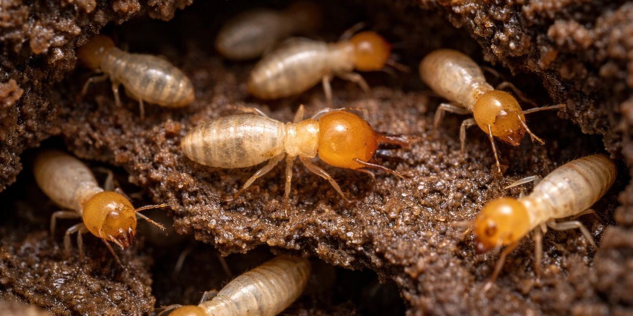 Termites working in soil
