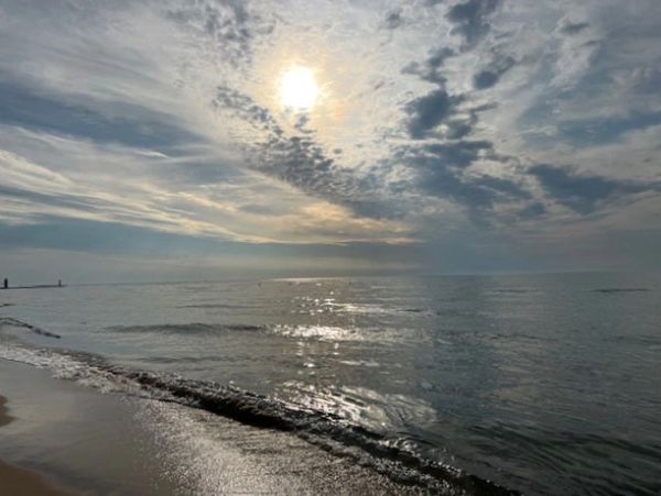 lake michigan reflecting sun and clouds