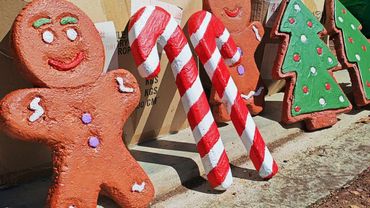 Vibrant 3D handmade gingerbread cookies for decorating Santa grotto in 2026.