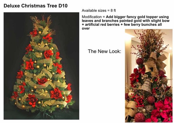Design board demonstrating modifications to D10 deluxe Christmas tree option.