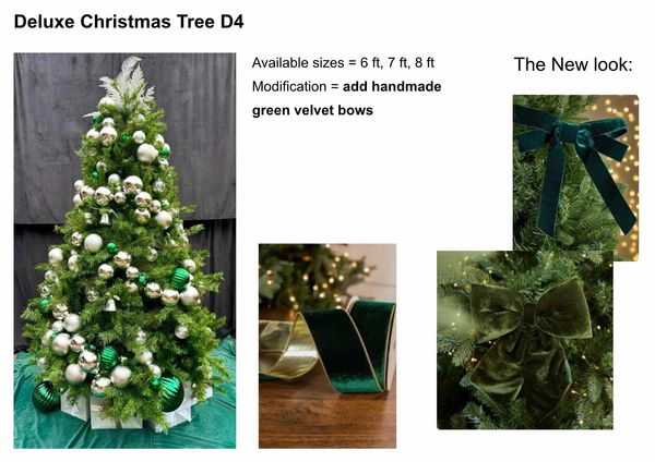 Design board demonstrating modifications to D4 deluxe Christmas tree option.