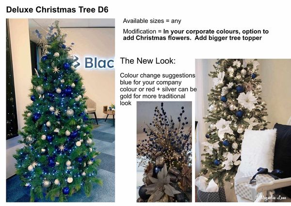 Design board demonstrating modifications to D6 deluxe Christmas tree option.