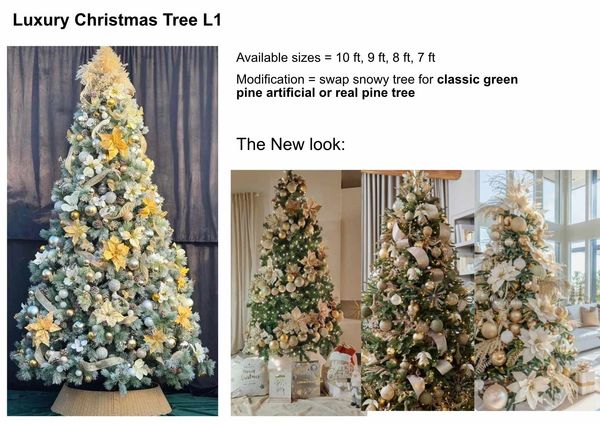 Design board demonstrating modifications to L1 luxury Christmas tree option.