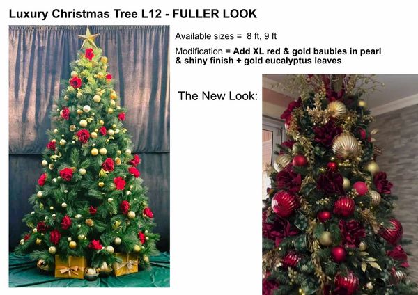 Design board demonstrating modifications to L12 luxury Christmas tree option.