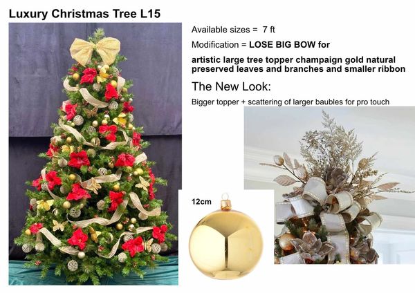 Design board demonstrating modifications to L15 luxuryChristmas tree option.