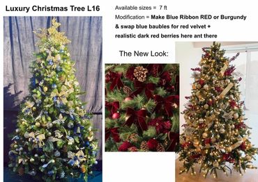 Design board demonstrating modifications to L16 luxury Christmas tree option.