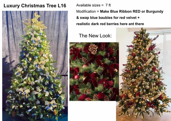 Design board demonstrating modifications to L16 luxury Christmas tree option.