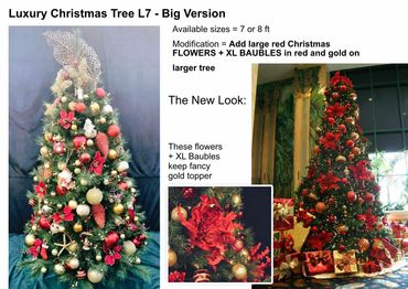 Design board demonstrating modifications to L7 luxury Christmas tree option.