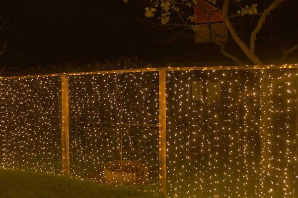 Gold fairy light wall front view.