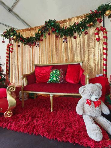 Fun and colourful Santa grotto with general Christmas vibe and toys theme for Papakura Marae 2025.