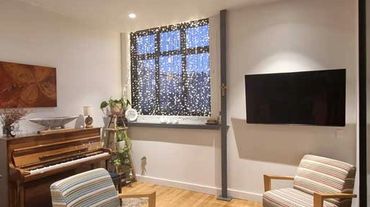 Made to measure fairy light curtain at Mt Eden apartment in Auckland.