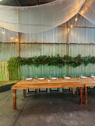 Warm white / green (or any colour)  LED fairy light curtain.