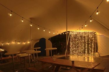 Festoon lights in marque.
