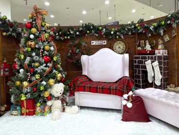 Santa's cozy house grotto at Pakuranga Plaza shopping mall for Christmas 2025.