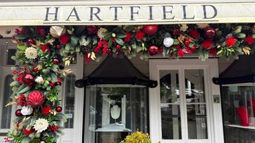 Luxury Christmas Garland archway outside Jewellery store on Parnell Rise.