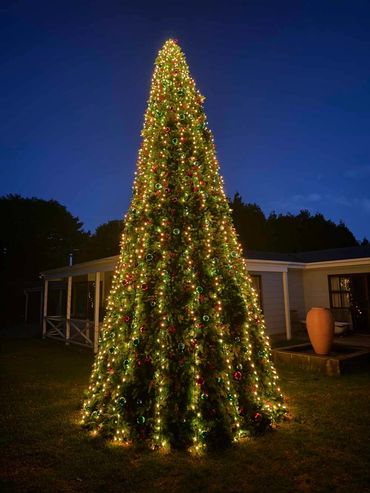 6m tall giant Christmas tree with yellow commercial-grade fairy lights.