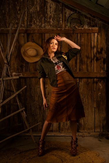 Vintage Cowgirl - Vintage Skirt, paper thin shirt and Vintage Jacket by Catapolinar