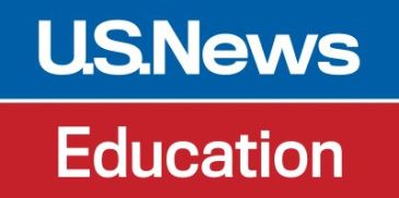 U.S. News Education logo with blue and red background.