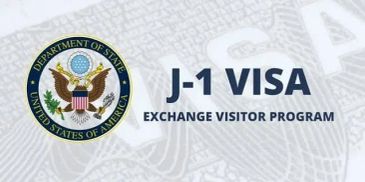 J-1 Visa program logo with US Department of State seal.