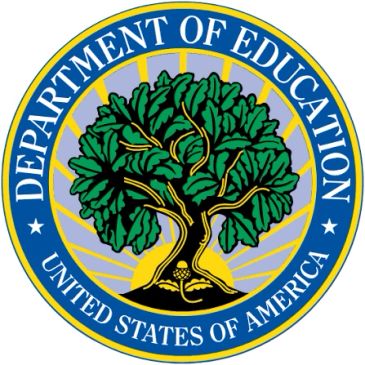 Seal of the U.S. Department of Education featuring a tree and sun rays.