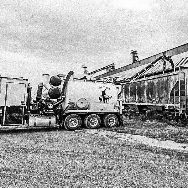 top hand field services hydrovac truck at work. 