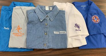EMBROIDERED LOGOS - ANGELINA COLLEGE NURSING, STEPHEN F AUSTIN NURSING, SAM HOUSTON STATE NURSING