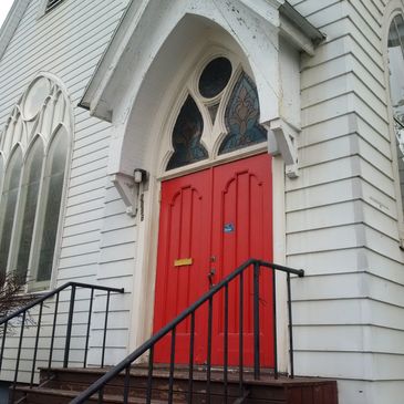 Red church door