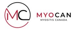 MyoCan Myositis Canada logo written in red and black with capitalized letters MC in red and black.