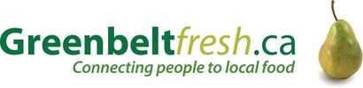 Logo for Greenbeltfresh.ca with a pear and tagline about local food.