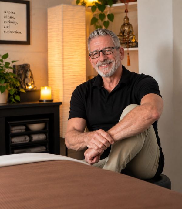 Vern Sherrill seated in his VernSpace home studio in Cleveland's West Park neighborhood.