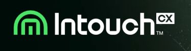 Intouch CX logo with a green and white design on a dark background.