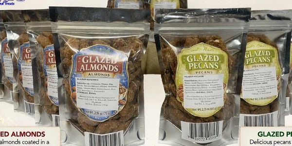 glaze almonds and glaze pecans in a bag