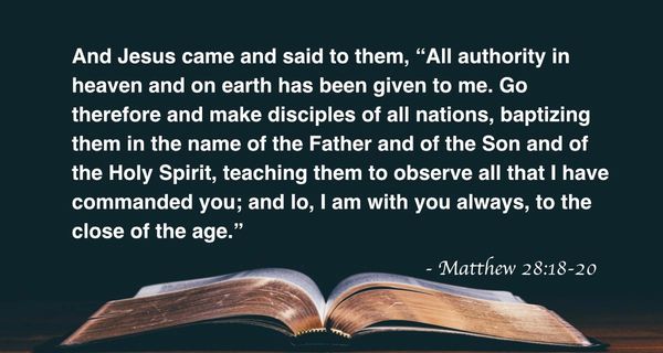 Bible verse Matthew 28:18-20 about Jesus' authority and discipleship.