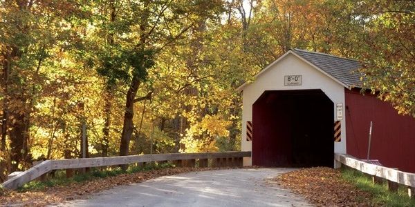 Eagleville Covered Bridge in autumn